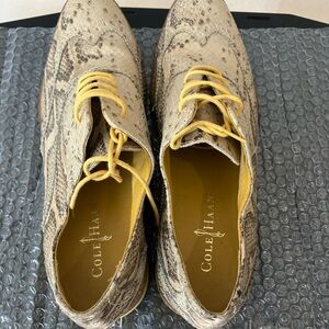 Cole Haan Snakeskin Shoes with Yellow Laces